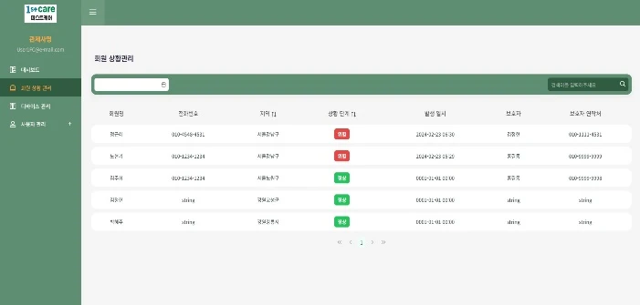 IoT 실버케어 모니터링 구축 화면 1