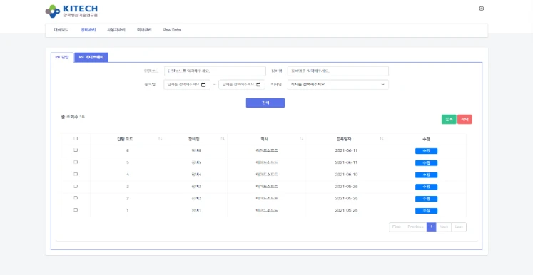 생산기술원 센서 데이터 통합 관리 구축 화면 3